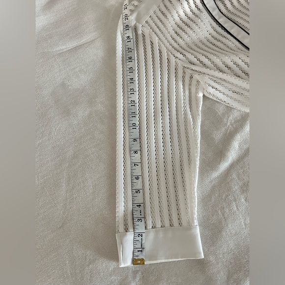 Ming Wang Full Zip Mesh Jacket Women's M White w/Black Trim
3/4 Sleeves Classic - Picture 8 of 11